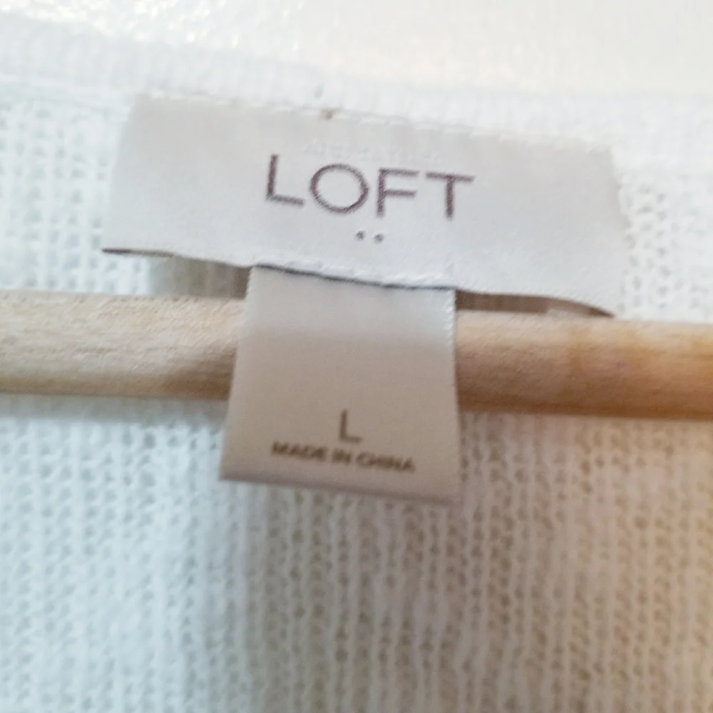 LOFT White Crew Neck Sweater Soft Knit Essential - Picture 5 of 6